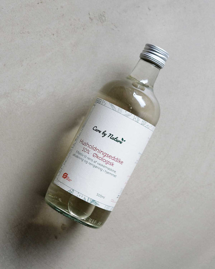 husholdningseddike fra care by nature i glasflaske. 10% husholdnings eddike til rengøring 
